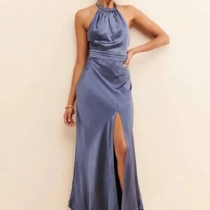 Anthropologie Keepsake Brand Satin Halter Gown Size 6 Blue (USA)